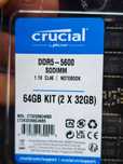 Нови - 64GB DDR5, 5600Mhz, CL46 Crucial SODIMM