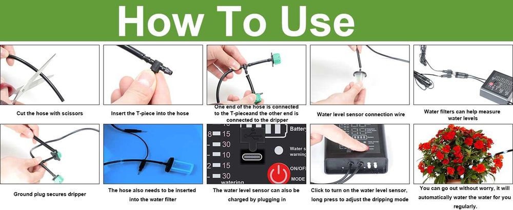 Слънчева Автоматична напоителна система, 12 режима, 15 м маркуч