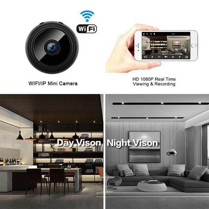 ТОП мини FULLHD WiFi магнитна безжична ШИРОКОЪГЪЛНА скрита камера