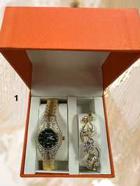 Подаръчен комплект Дамски часовник и гривна с кристали в 5 варианта
