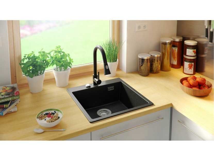 Кухненска Мивка от гранит модел Осло 50 XXL 490 x 500 mm - графит