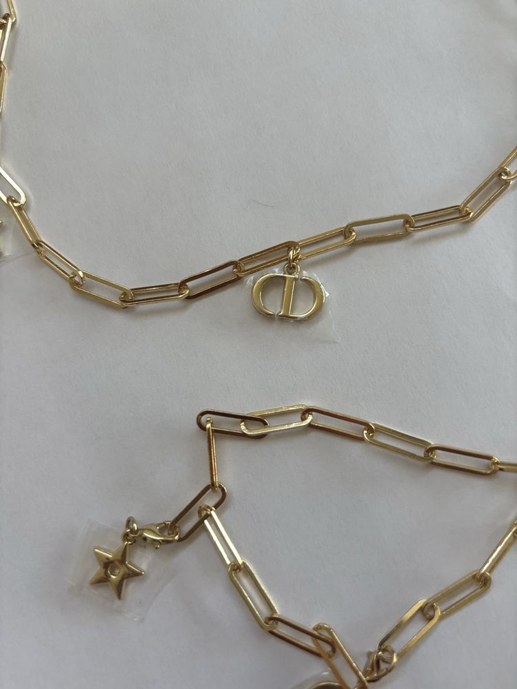Set lant si bratara Dior, placate cu aur de 24k