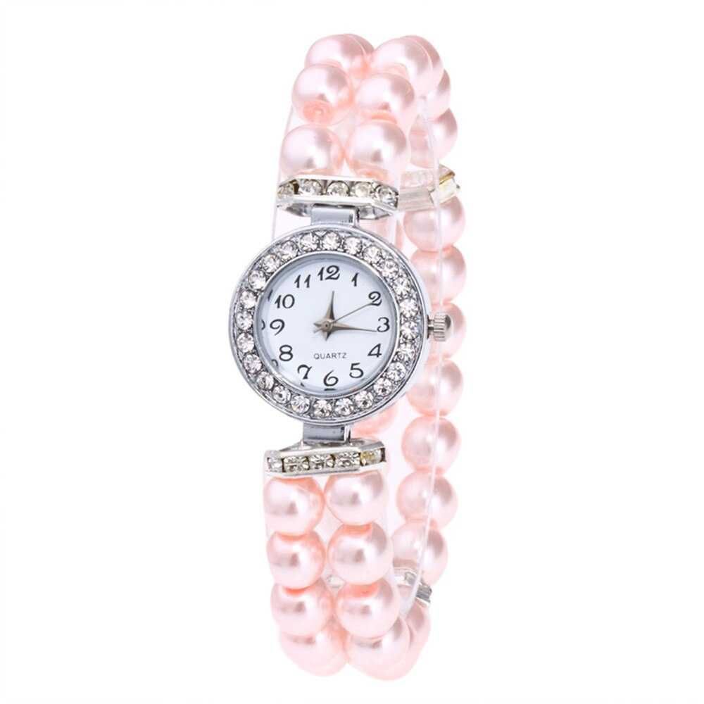 Женские часы-браслет "Розовое золото с крупными рубинами", имитация!