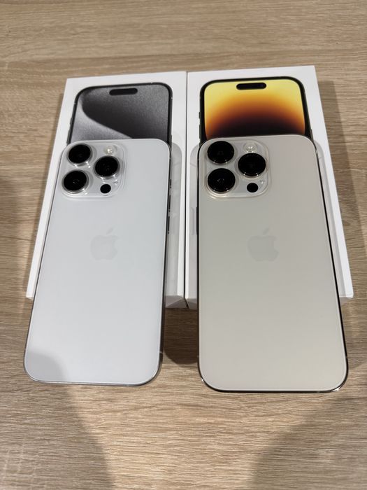 iPhone 15 Pro  White si iPhone 14 Pro Gold