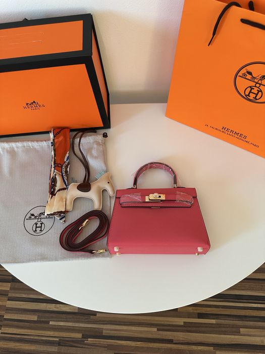 Geanta Hermes Kelly 19cm Roz