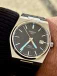 Tissot PRX Black Dial Powermatic 80 Leather Strap Men's Watch