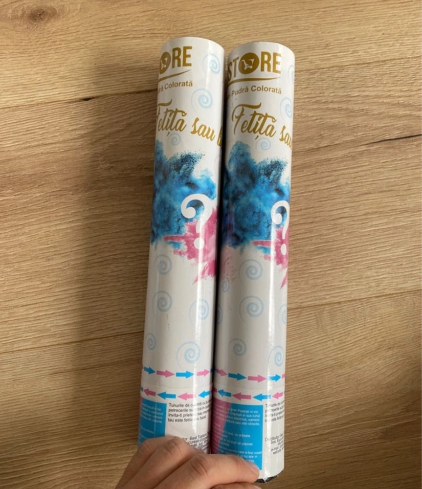 Tun confetti gender reveal cu pudra colorata ROZ