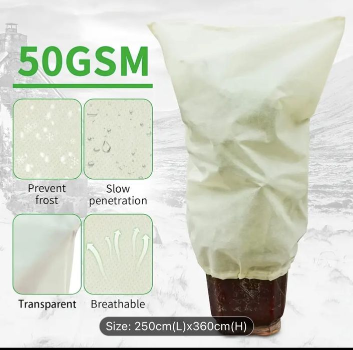 Husa protecție de fleece pt pomi/plante, cu fermoar:250cm (L)x360cm(H)