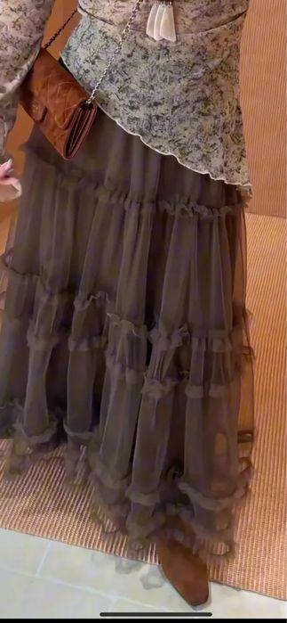 Fustă femei, multistrat din tul si dantelă, lungă , elegantă , elastic