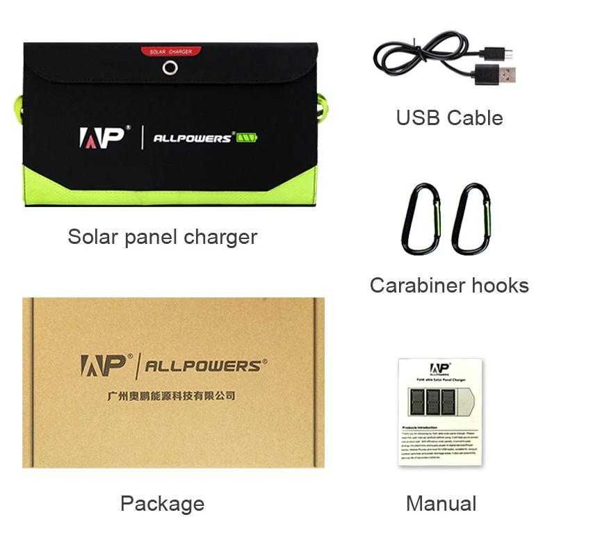 ALLPOWERS™ PD18W 5V3A 9V2A 12V 1.5A 21W Сгъваем Соларен Панел 10000mAh