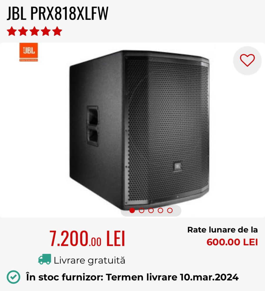 Subwoofer JBL PRX818XLFW