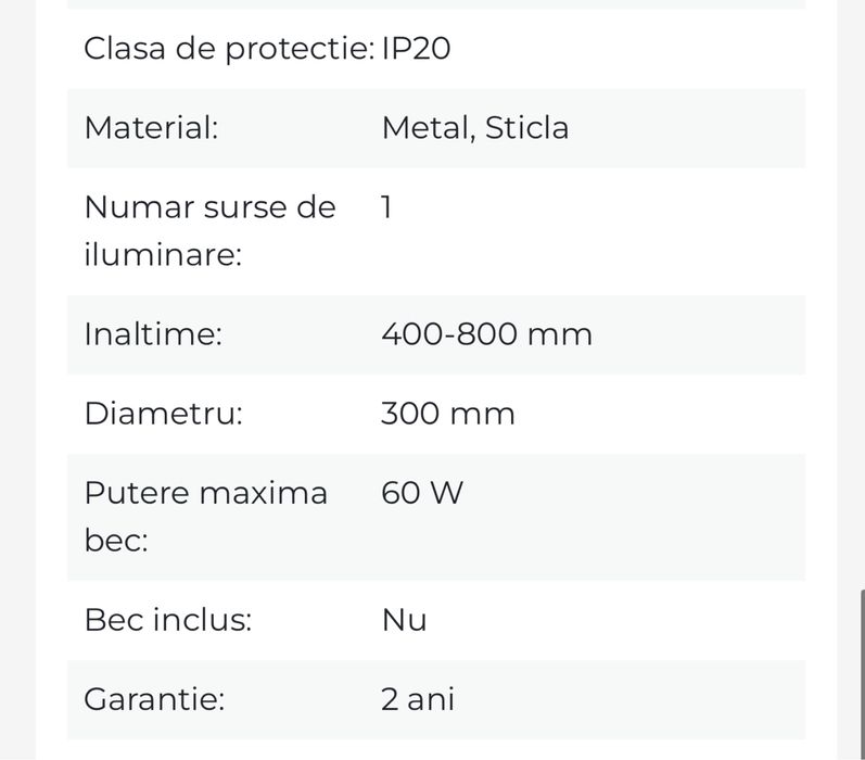 Pendul Elysia KL5839, 1xE27, crom+alb+negru