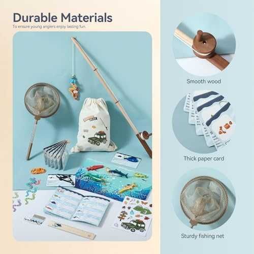 Нова Детска игра Риболов 33 части – въдица, рибки, мрежа, карти 3–5 г.