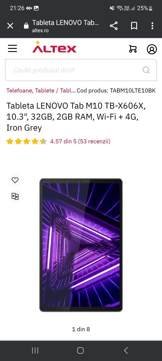 Tableta LENOVO Tab M10 TB-X606X, 10.3", 32GB, 2GB RAM, Wi-Fi + 4G, gri