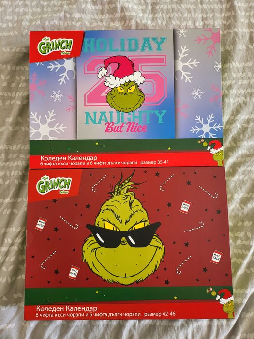 Коледен календар с чорапи за мъже и жени Гринч адвент календар Grinch