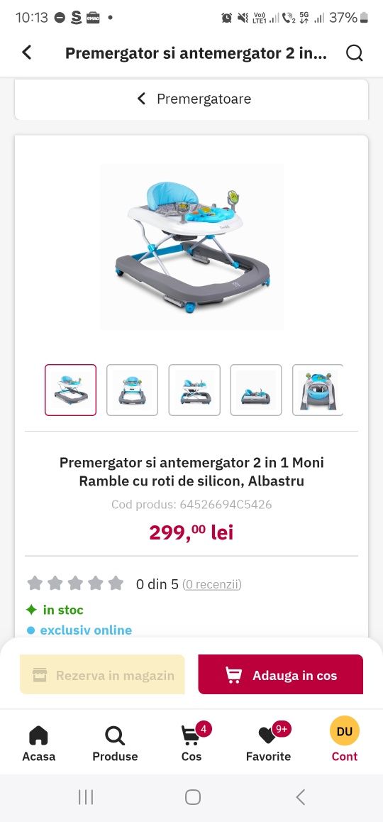 Premergator si antemergator 2 in 1 Moni Ramble cu roti de silicon