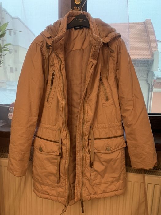 Geaca roz parka gluga