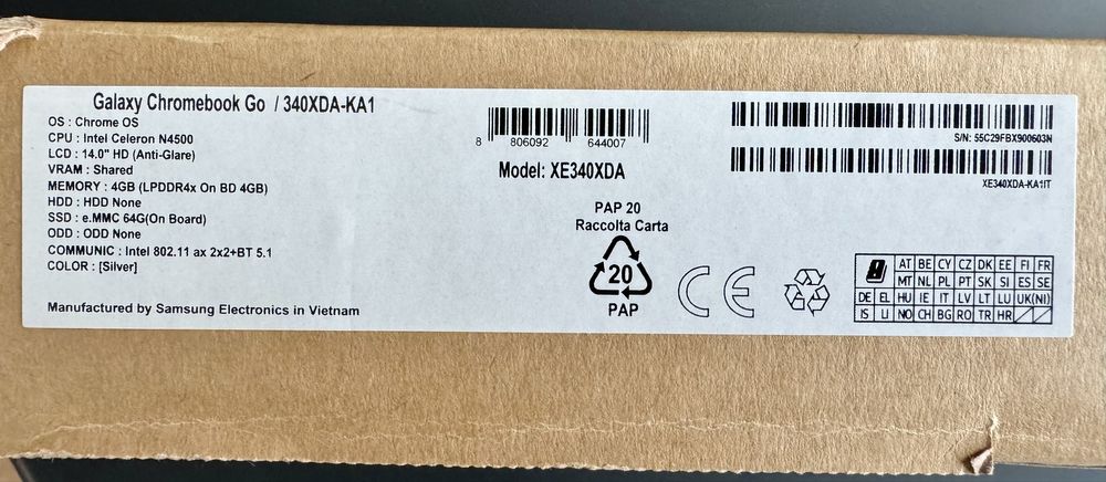 Laptop Samsung Chromebook Go 14” Argintiu N4500 4GB 64GB Nou