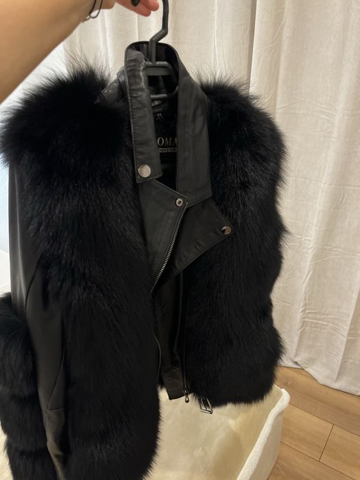 Geaca de piele cu blana de vulpe