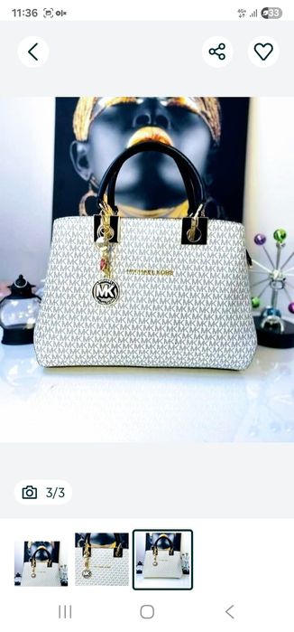 Geanta damă Michael Kors, model office,logo metalic auriu, saculet