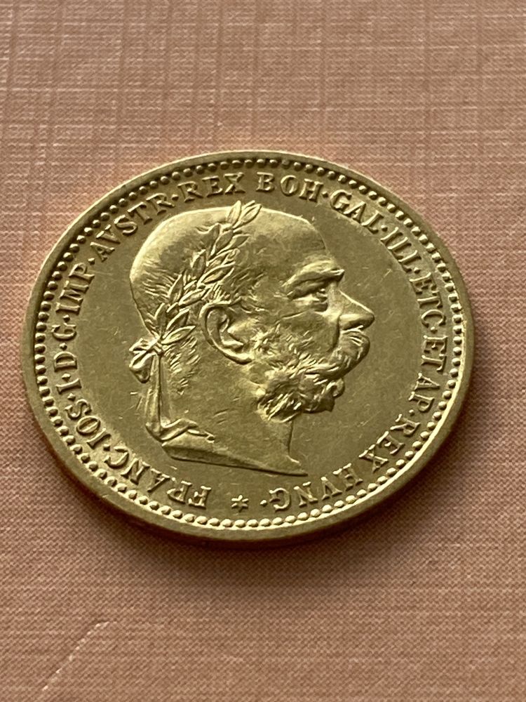 10 Coroane (Corona) 1905. Moneda aur 22 karate, 3,38 grame