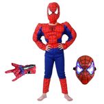 Set costum clasic Spiderman muschi 7-9 ani, 110-120 cm si manusi