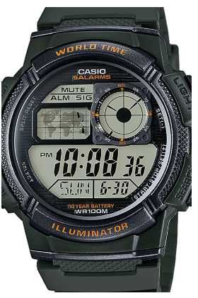 Casio, Цифров часовник с хронограф, Тъмнозелен