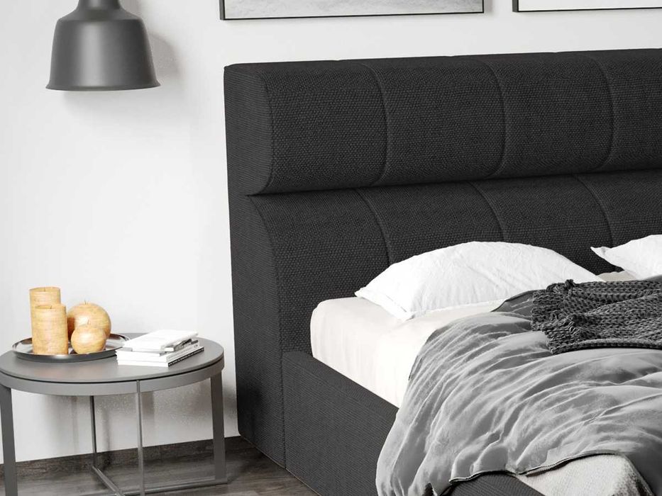 Pat Tapitat Galileo Negru Eden 21 somiera rabatabila + lada depozitare