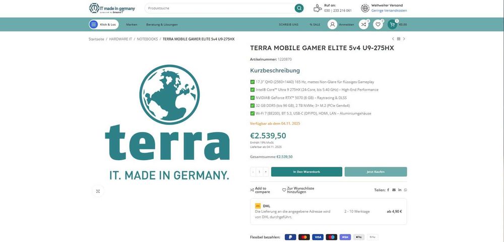 laptop Gaming cu Ultra 9 275HX , cu RTX 5070 , 32 gb nou