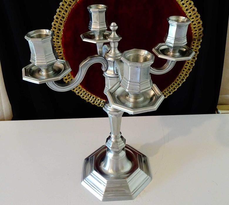 Christofle френски свещник,калай 1.5 кг.,модел Duperier и Cluny.