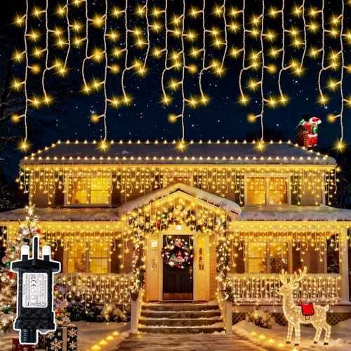 Външни коледни лампички 400 LED с таймер 8 режима светлина за градина