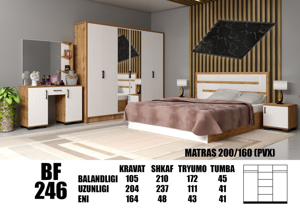 HITECH Спальный гарнитур кровать шкаф Spalniy yotoqxona toplami