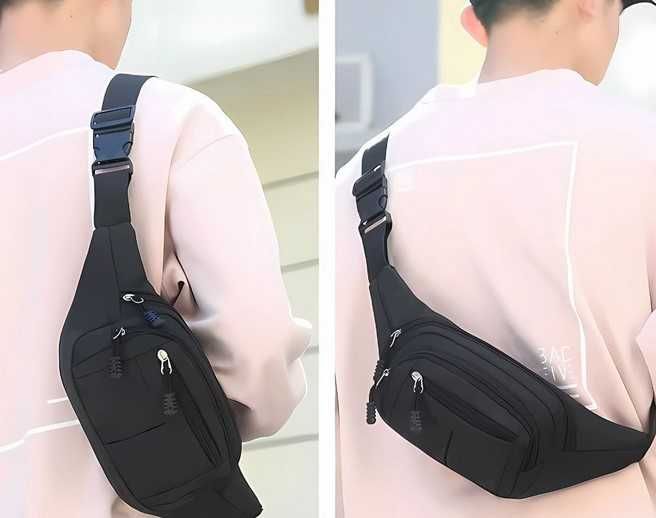 Мъжка чанта за през кръста тип паласка с 4 джоба