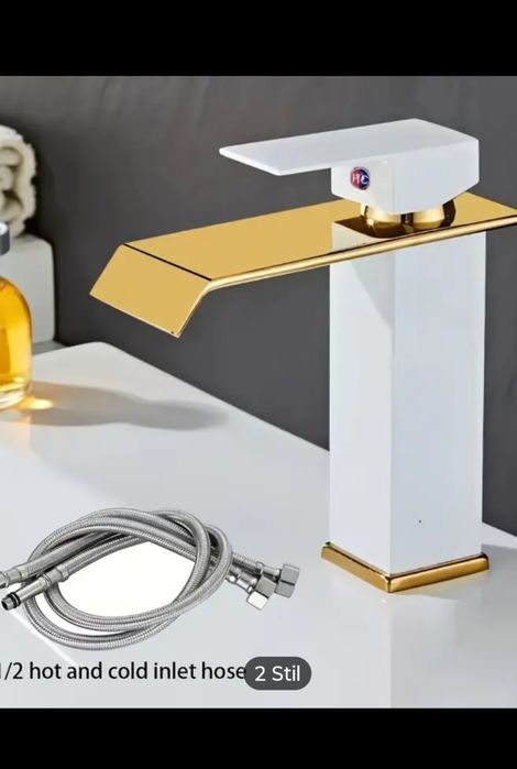 Baterie chiuveta alb/auriu Luxury