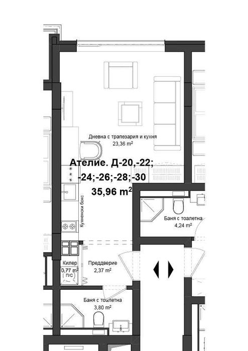 Едностаен апартамент кв. Гагарин