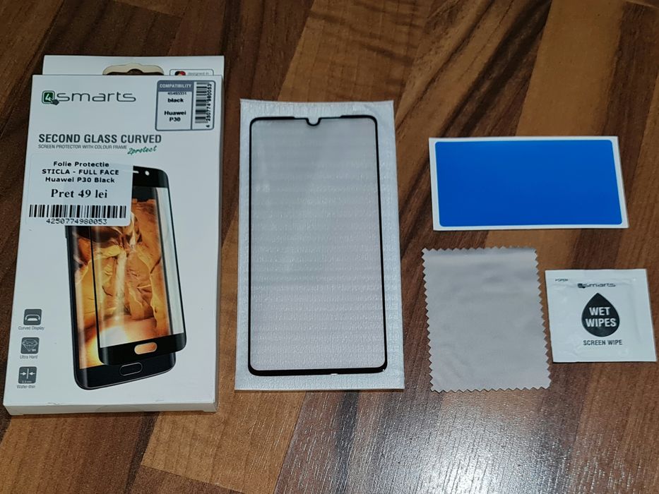Folie sticla display full cover originala 4Smarts Huawei P30