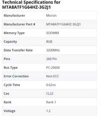 Ram DDR4 8GB PT Laptop