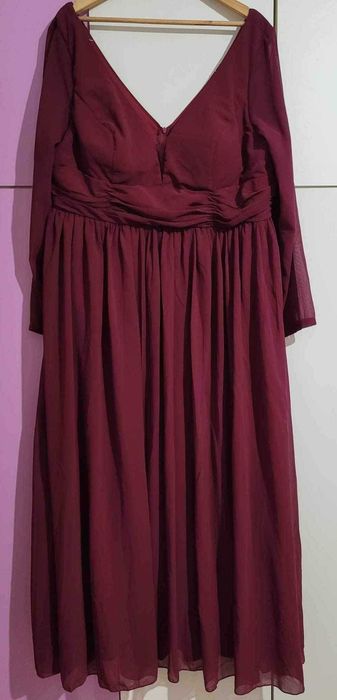 Rochie din voal,  dublată, maneci transparente, marime 52EU