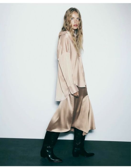 Camasa satinata nude Zara marime S M L XL nou