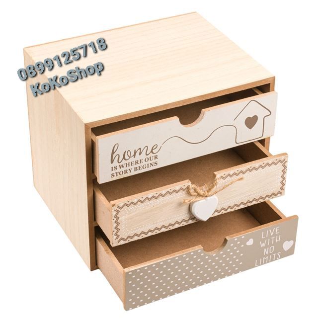 Декоративна дървена кутия/органайзер за бюро-20x15x18 см.