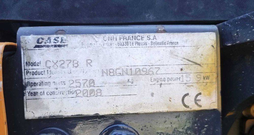 Case CX27B Mini Excavator 2.7T An Fabricatie : 2008, Ore : 6675