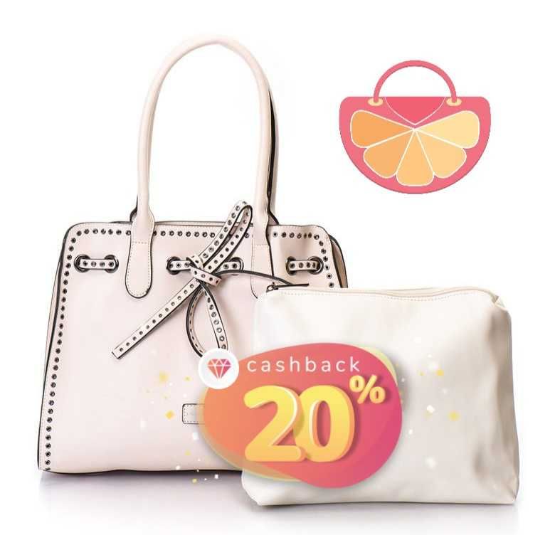 PIERRE CARDIN – Кожена чанта в бледо розово 30x33x12 см нова с етикети