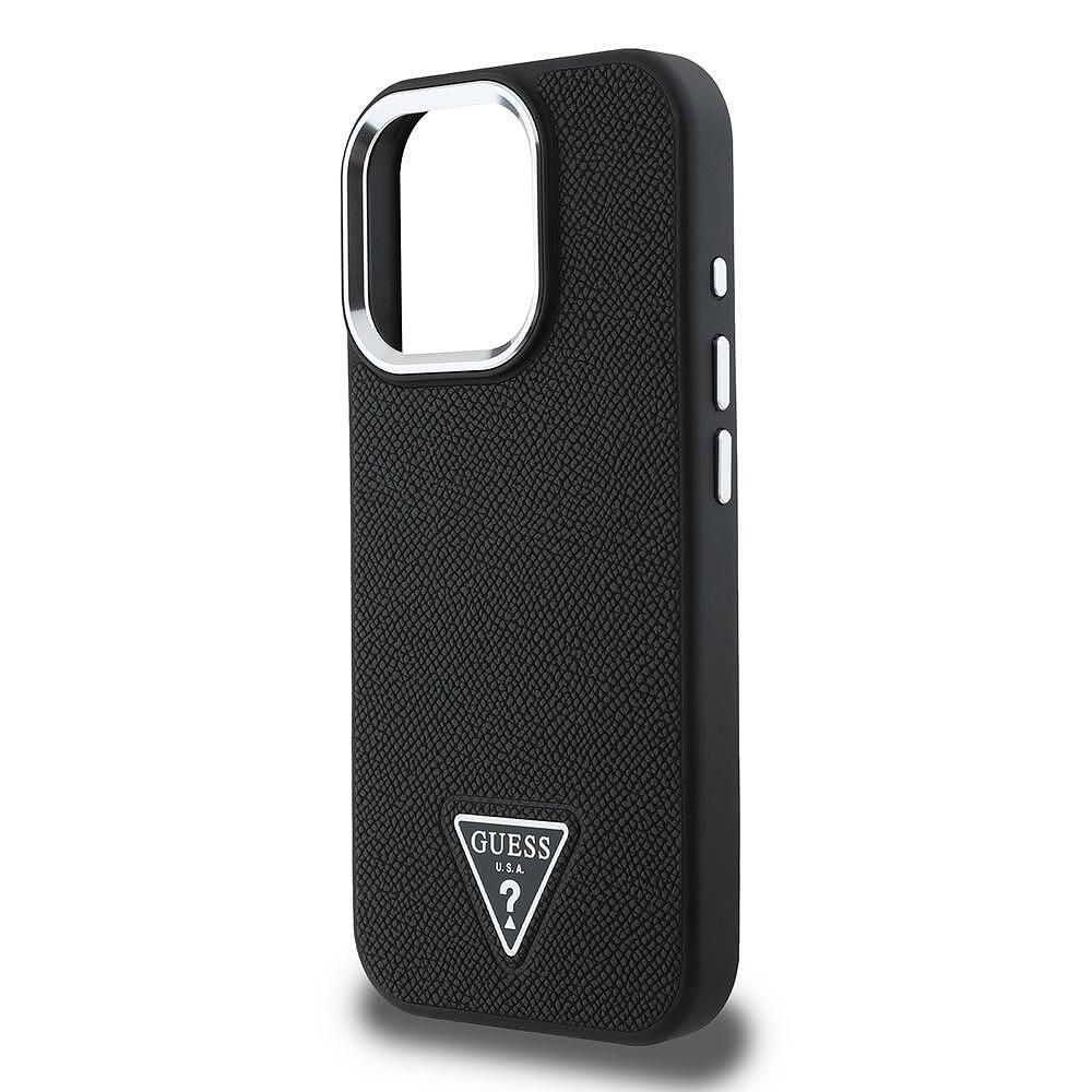 Guess grained triangle magsafe кейс за iphone 16 pro – черен