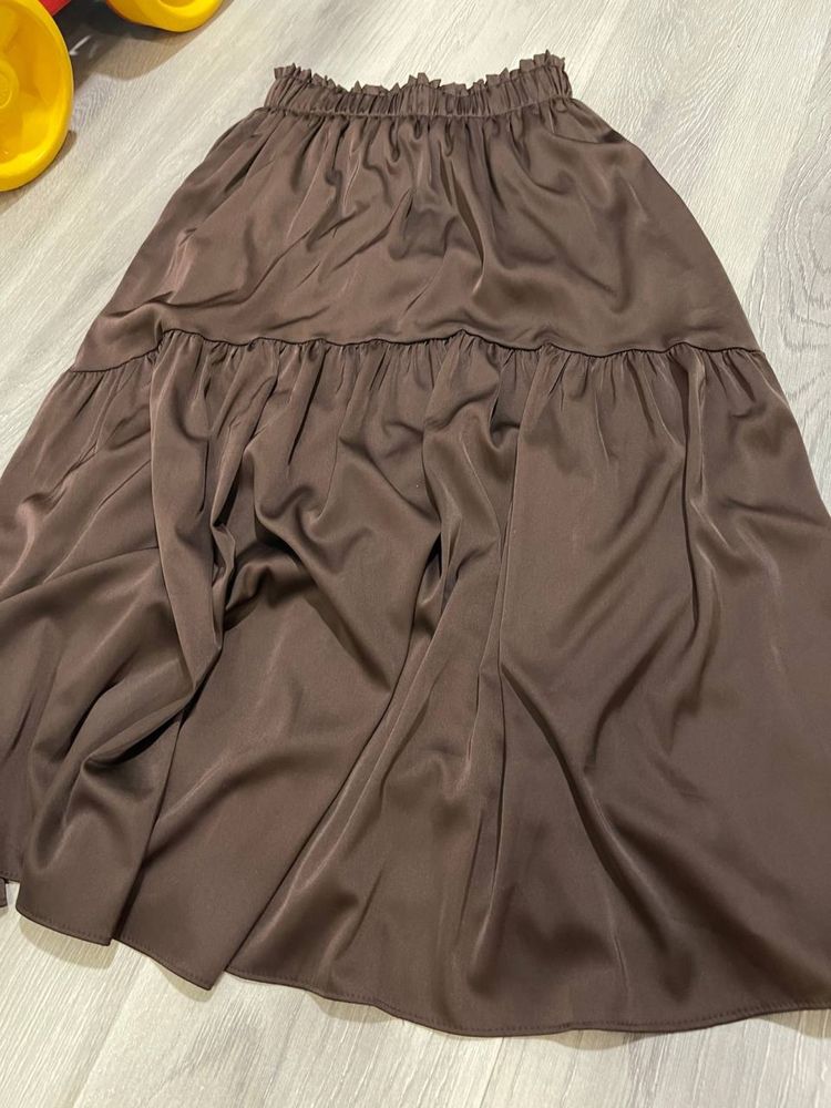 Сатиновая юбка мили  шоколадного цвета