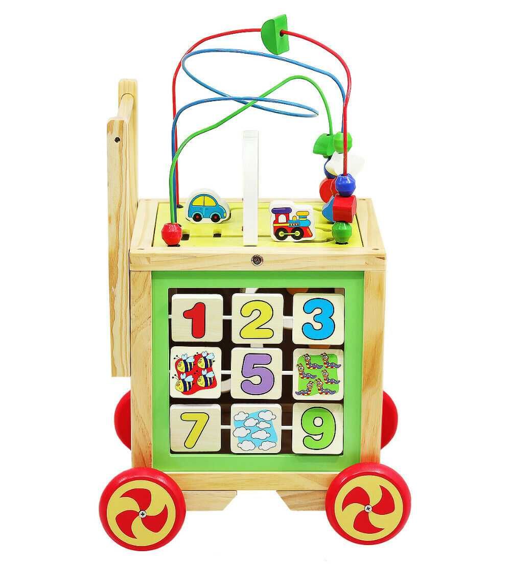 Antemergator si Cub Educational WoodWalker pentru Copii,Lemn Natural
