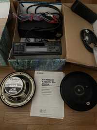 Casetofon auto Sony cu 2 boxe JVC transformator/adaptor si casete