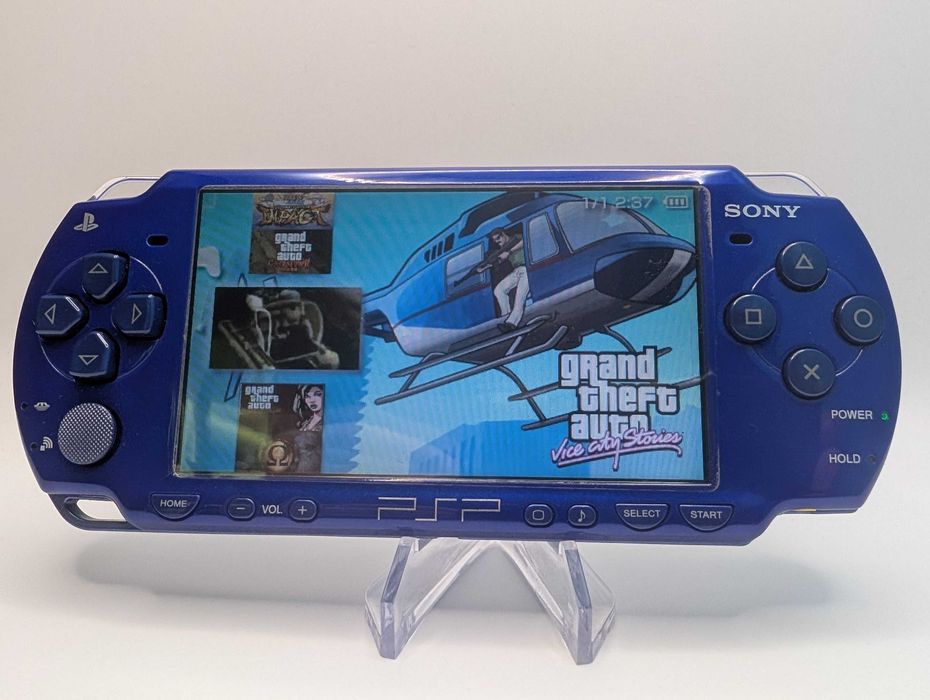 Sony PSP 2000 (Metallic Blue, 64гб, прошивка, 50 игр, новый АКБ)