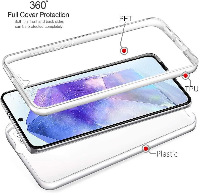 Прозрачен 360° Градуса Кейс за Samsung Galaxy A05s A15 A35 A55 A25