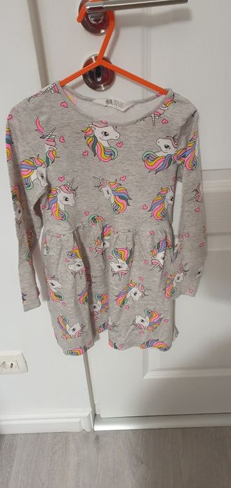 Rochie unicorn, salopeta,fusta marimea 116-122
