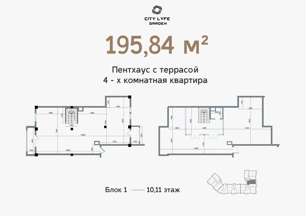 Продаётся 4х комнатный Пентхаус в ЖК City Life 195.84м2